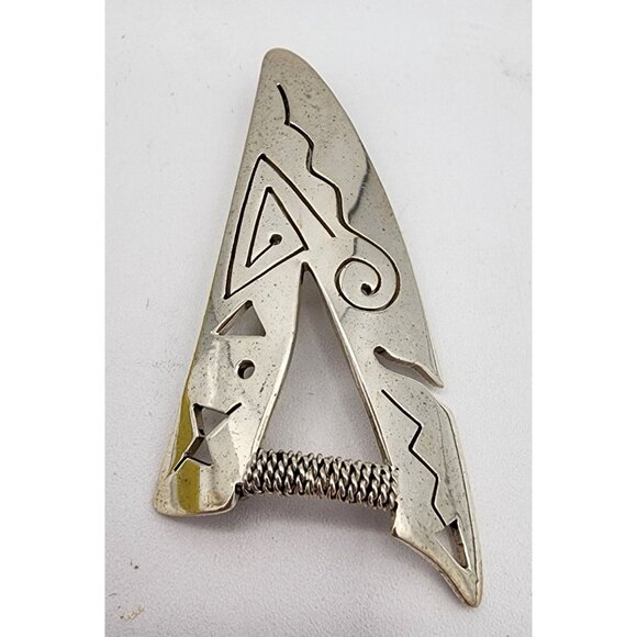 VTG Abstract Post Modern Tribal Triangle Petroglyph Sterling Silver Pin Mexico - Picture 5 of 11